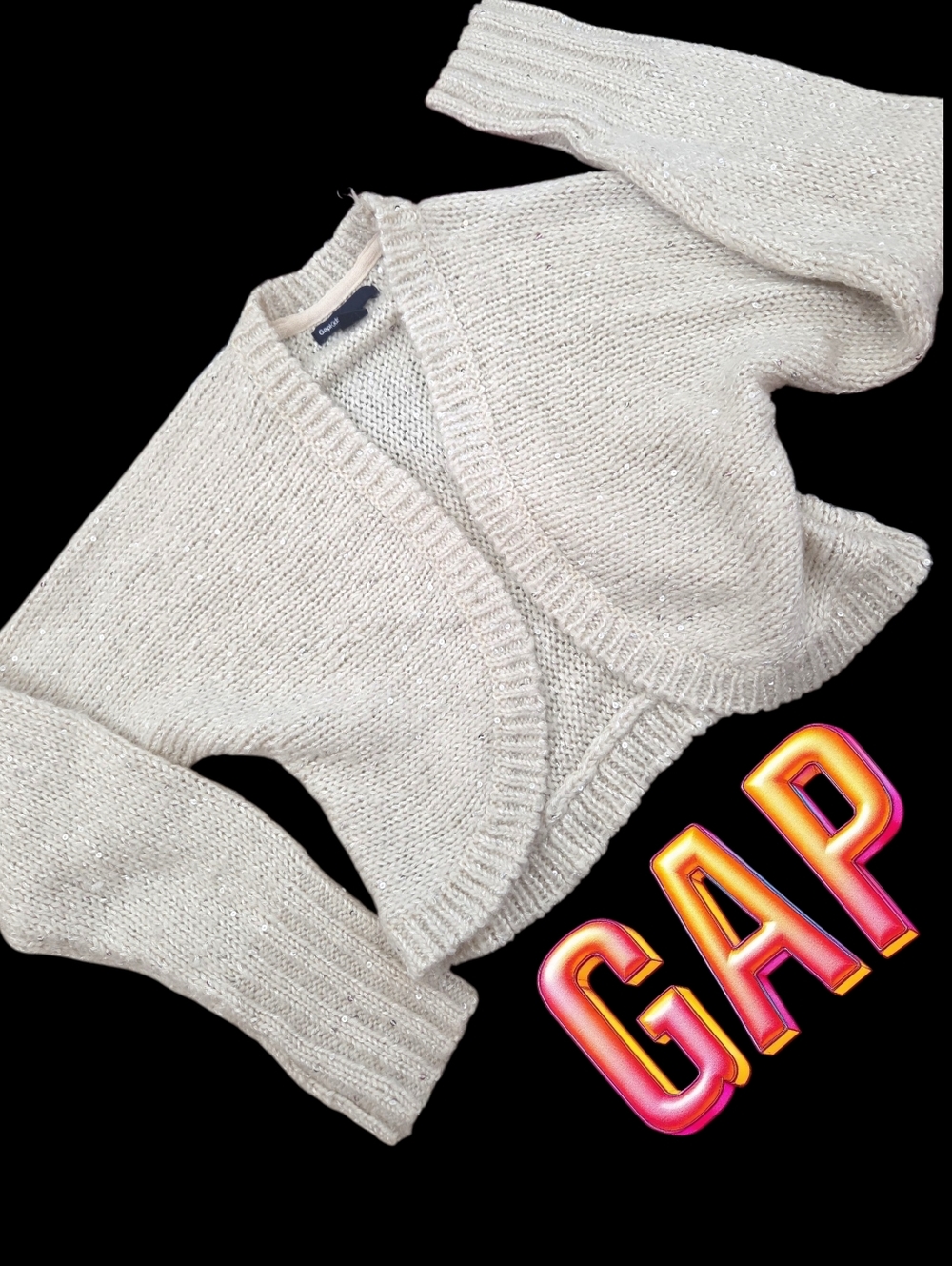 *1091 Gap cardigan sequin acrylic sweater Girls M 8-9